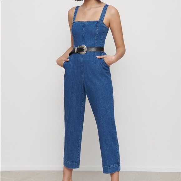 Dynamite Bodycon Jean Blue Denim Jumpsuit - Picture 1 of 8